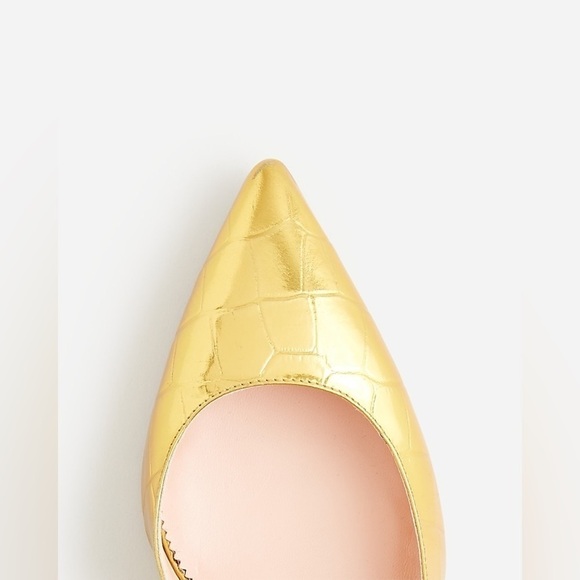 J Crew Colette mule heels in metallic croc-embossed leather BV802